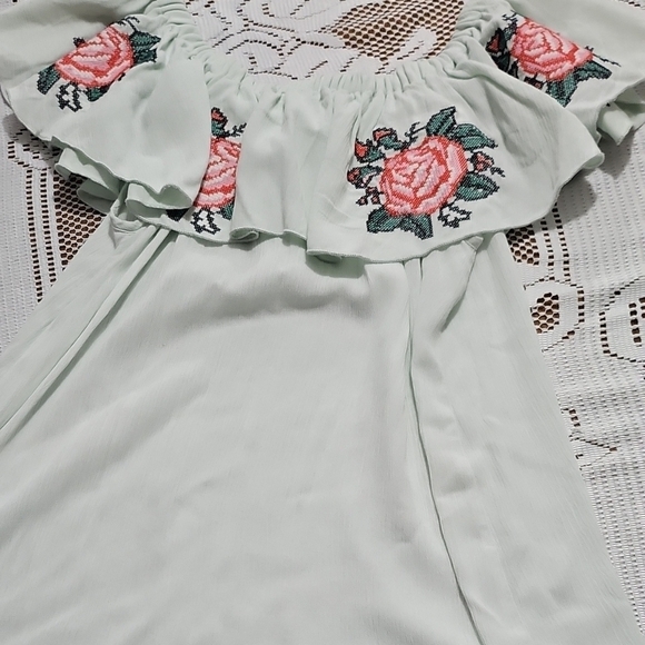 Umgee Mint Ruffled Flutter Sleeve Blouse - Picture 8 of 8